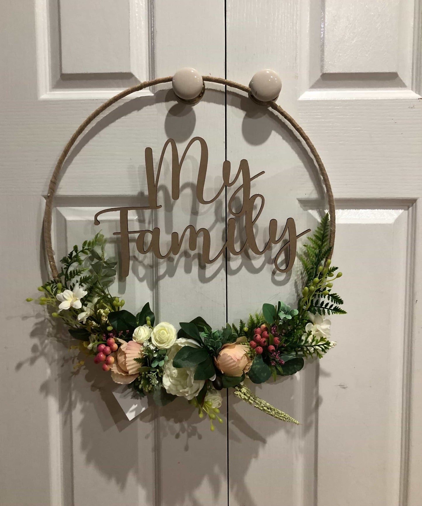 Floral Hoop Wall Art Wooden or Natural custom made-Personalised Hoops-All-Times-Gifts