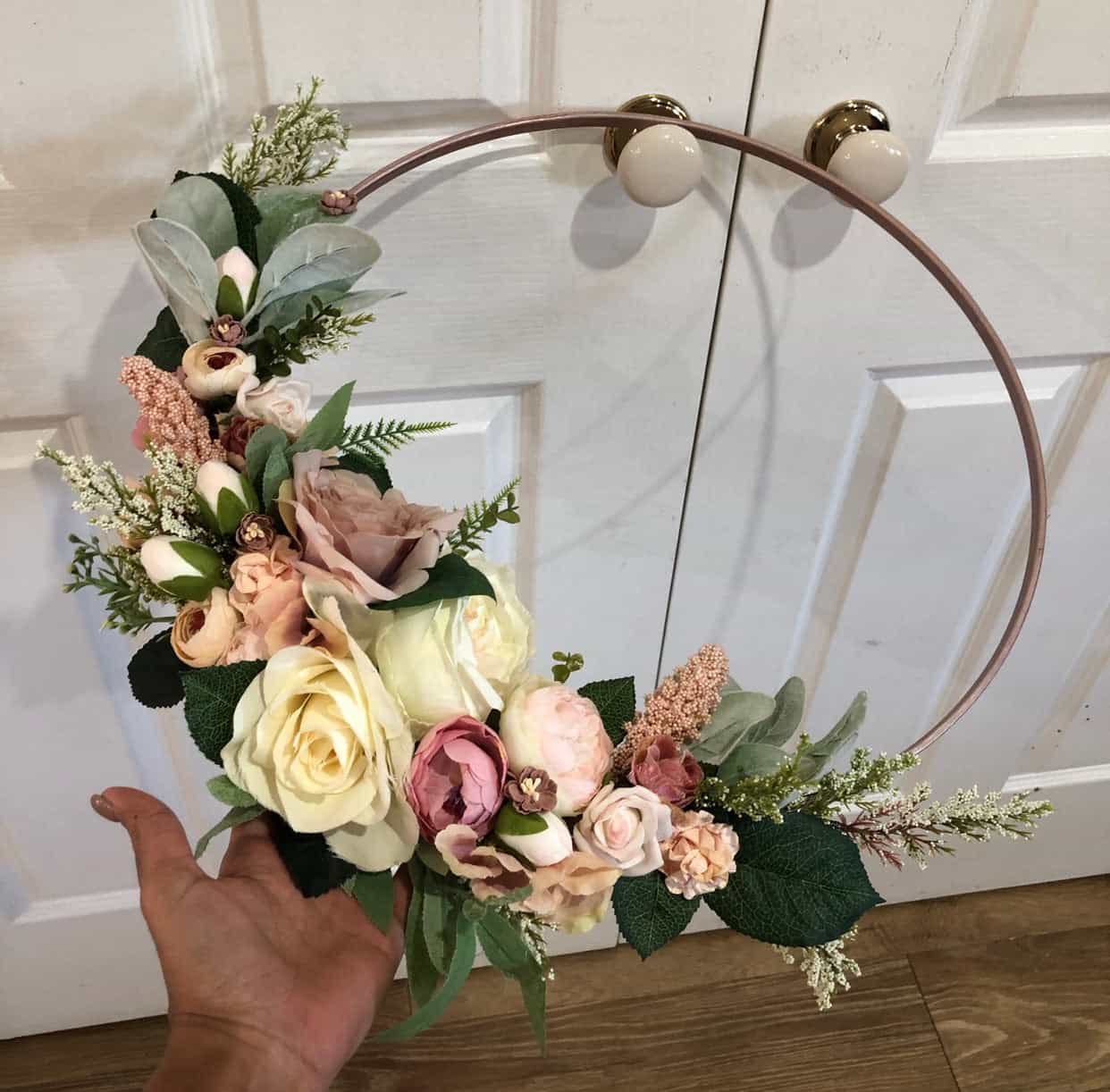 Floral Hoop Wall Art Wooden or Natural custom made-Personalised Hoops-All-Times-Gifts