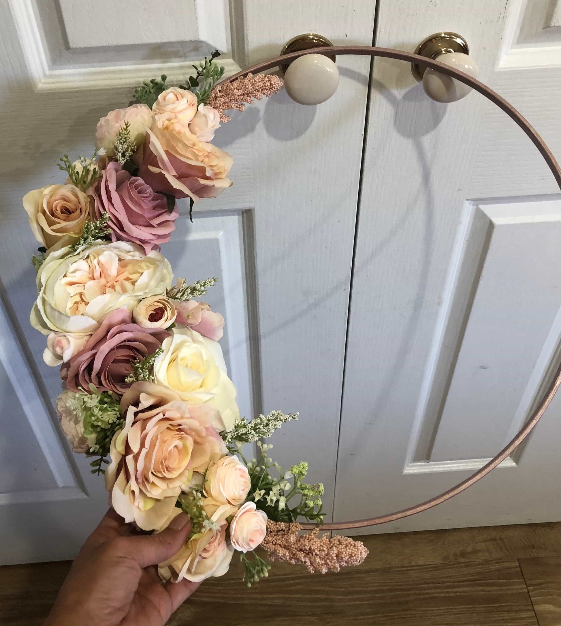 Floral Hoop Wall Art Wooden or Natural custom made-Personalised Hoops-All-Times-Gifts