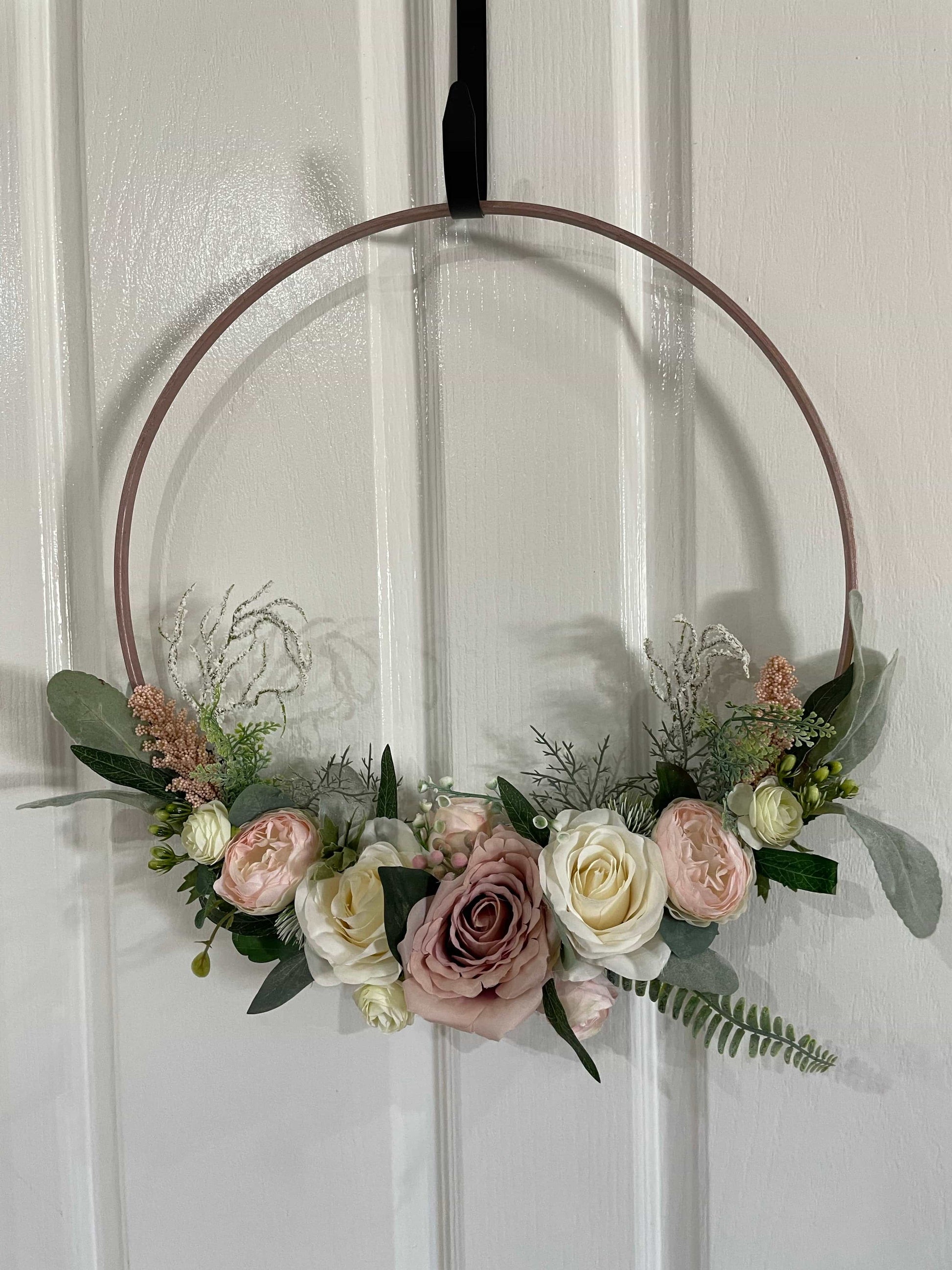 Floral Hoop Wall Art Wooden or Natural custom made-Personalised Hoops-All-Times-Gifts