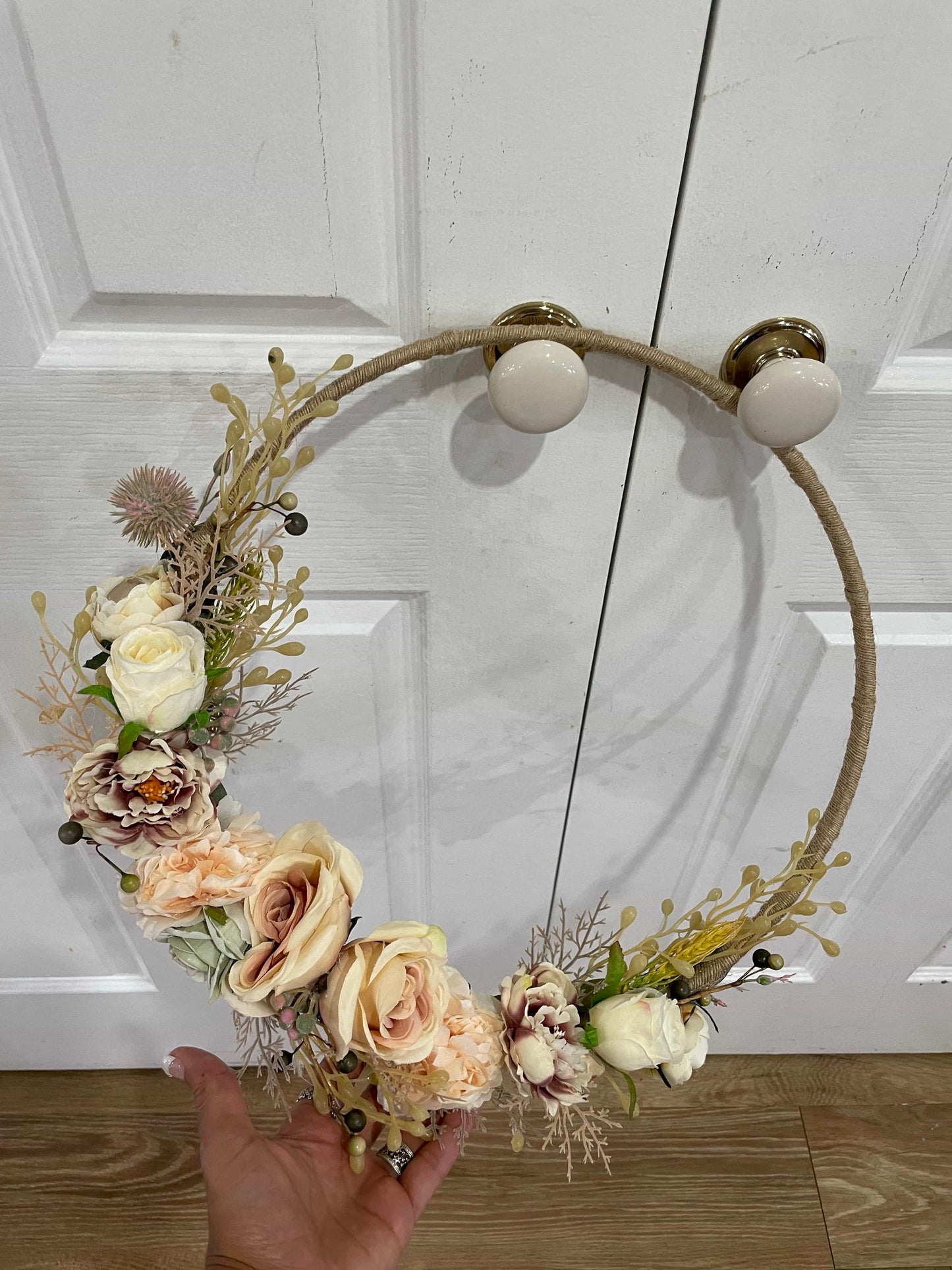 Floral Hoop Wall Art Wooden or Natural custom made-Personalised Hoops-All-Times-Gifts
