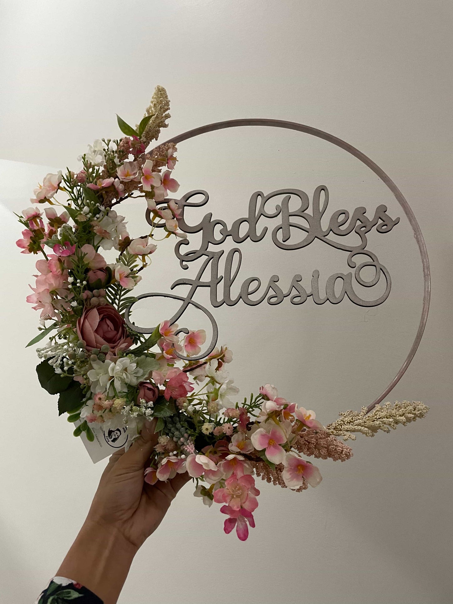 Floral Hoop Wall Art Wooden or Natural custom made-Personalised Hoops-All-Times-Gifts