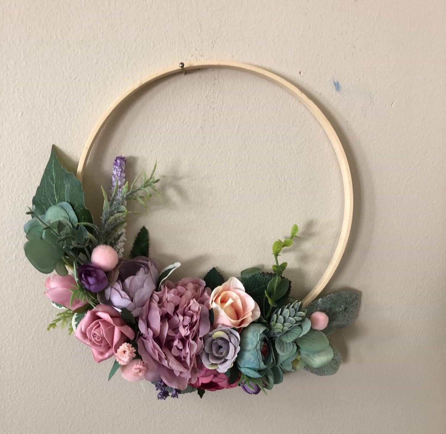 Floral Hoop Wall Art Wooden or Natural custom made-Personalised Hoops-All-Times-Gifts
