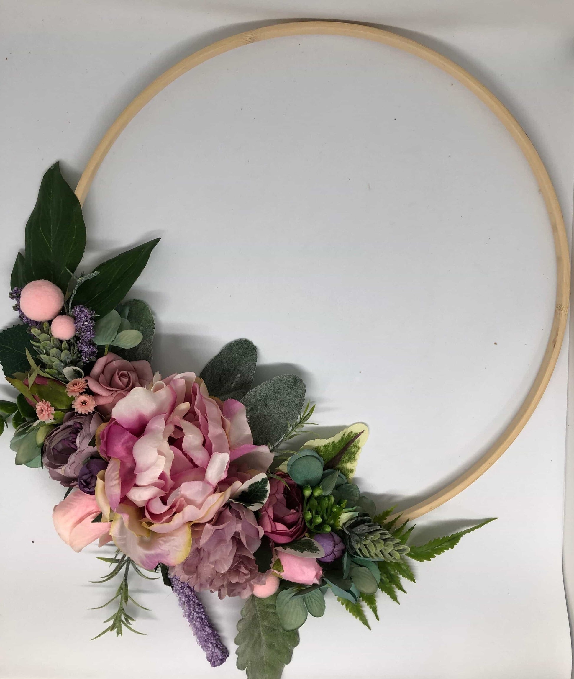 Floral Hoop Wall Art Wooden or Natural custom made-Personalised Hoops-All-Times-Gifts