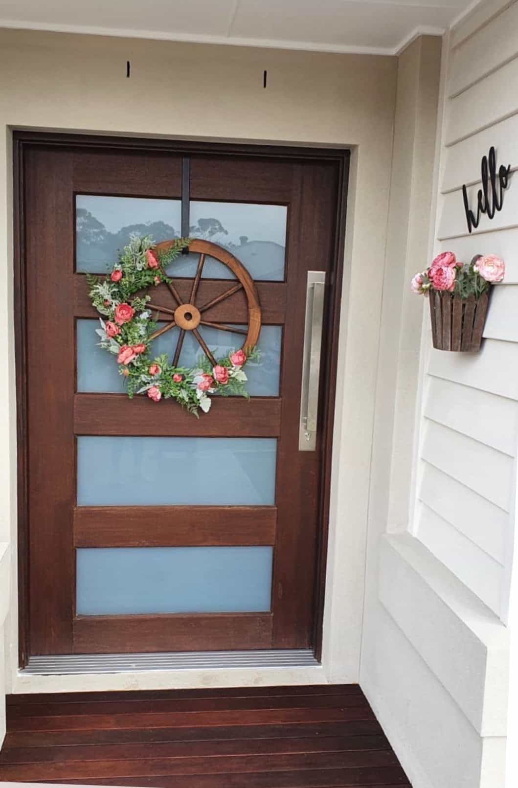 Floral Wooden Wagon Wheel-All-Times-Gifts