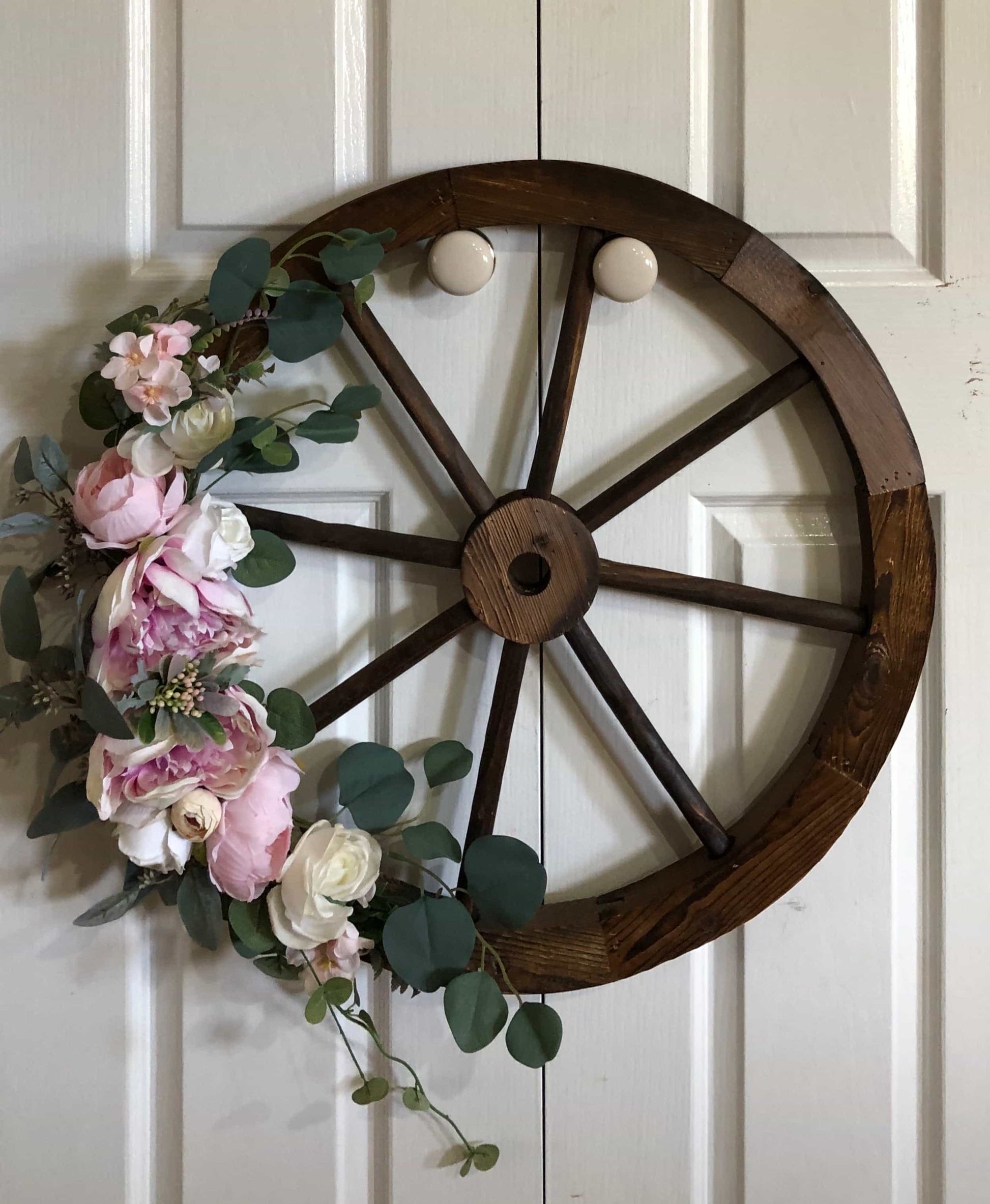 Floral Wooden Wagon Wheel-All-Times-Gifts