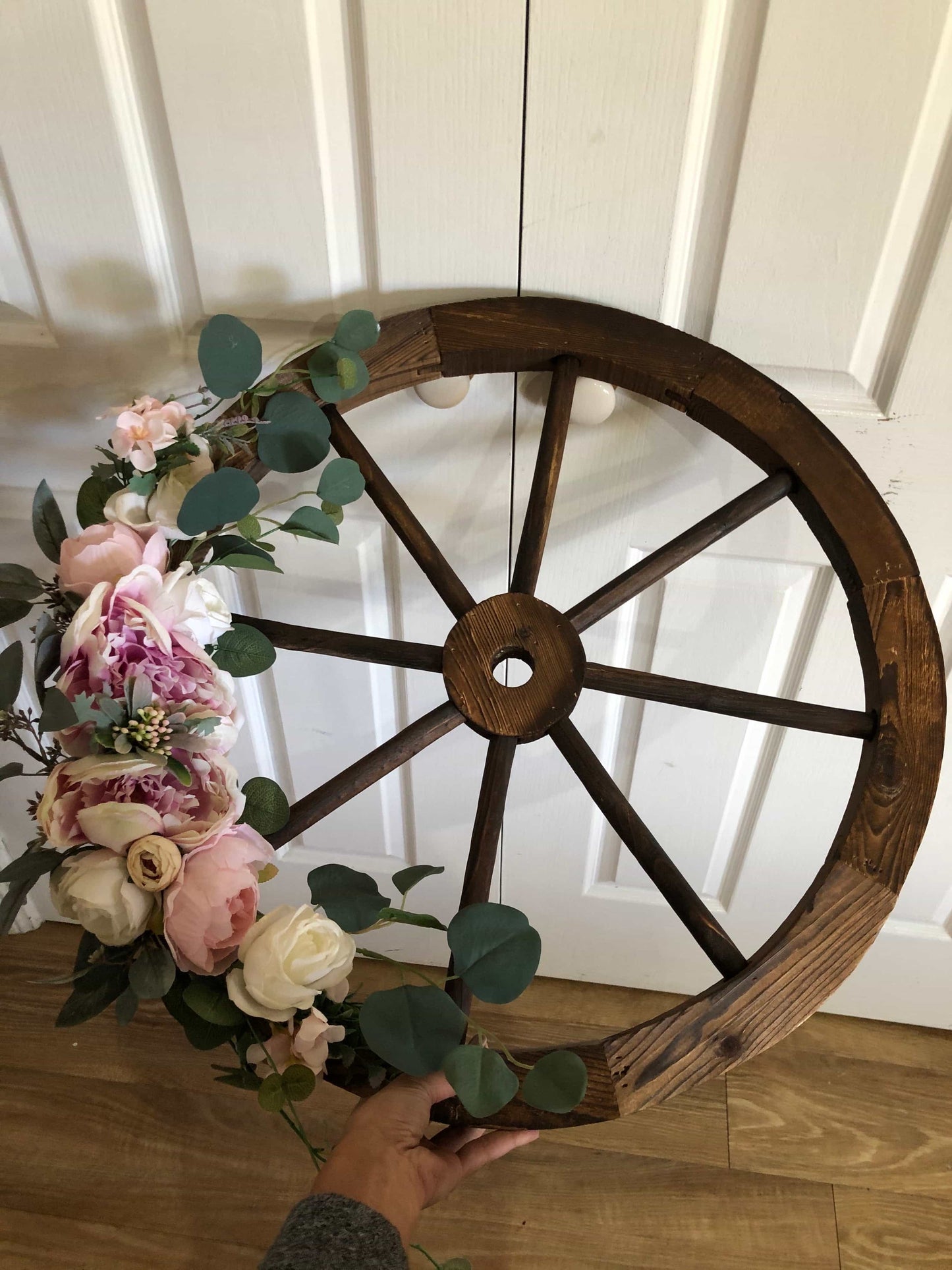 Floral Wooden Wagon Wheel-All-Times-Gifts
