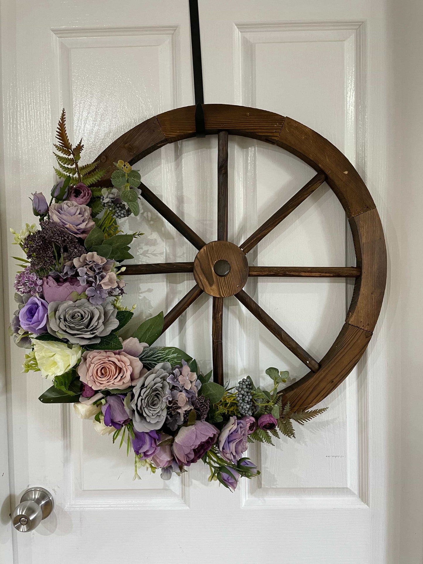 Floral Wooden Wagon Wheel-All-Times-Gifts