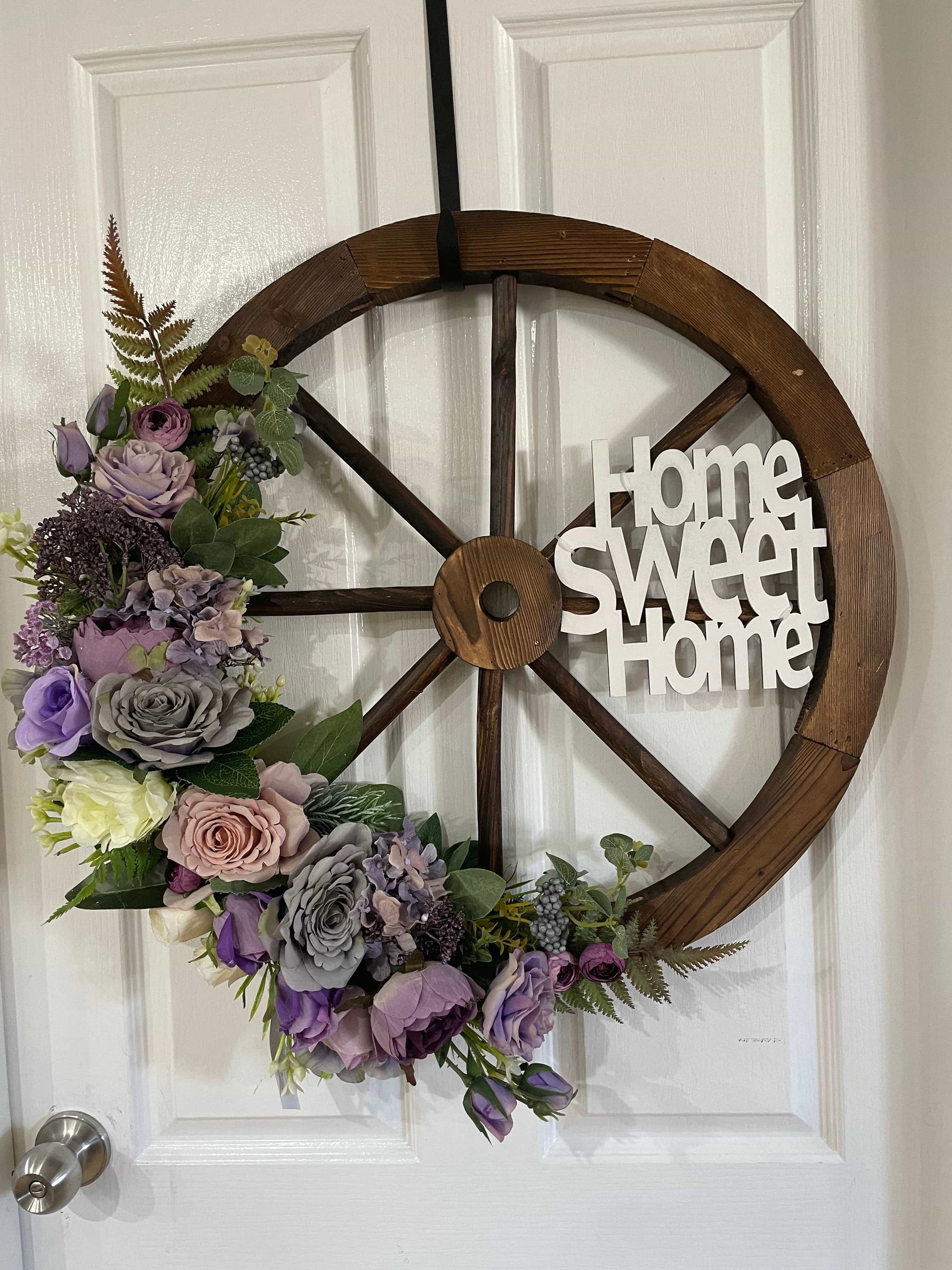 Floral Wooden Wagon Wheel-All-Times-Gifts