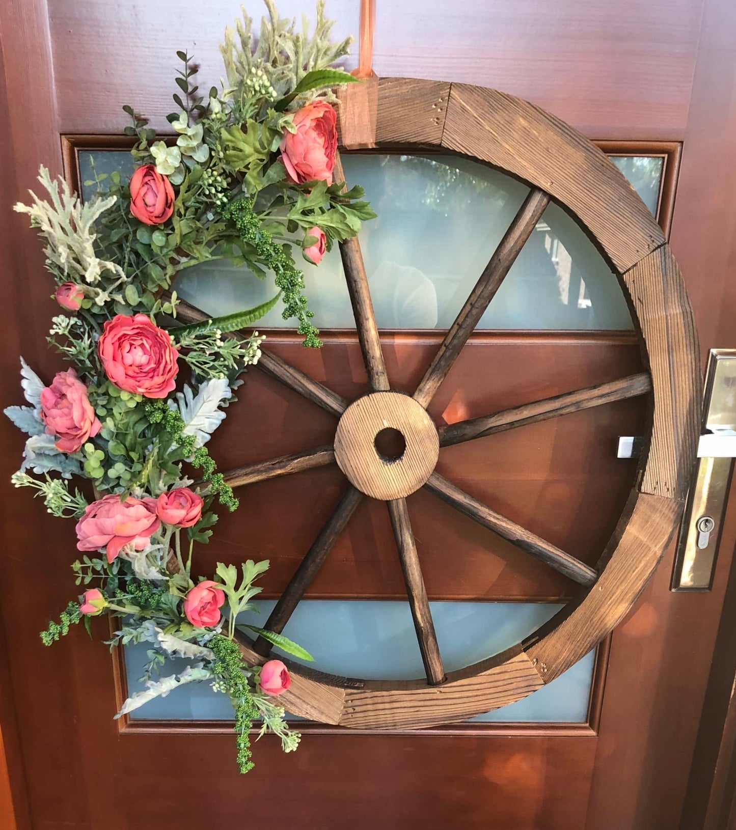 Floral Wooden Wagon Wheel-All-Times-Gifts