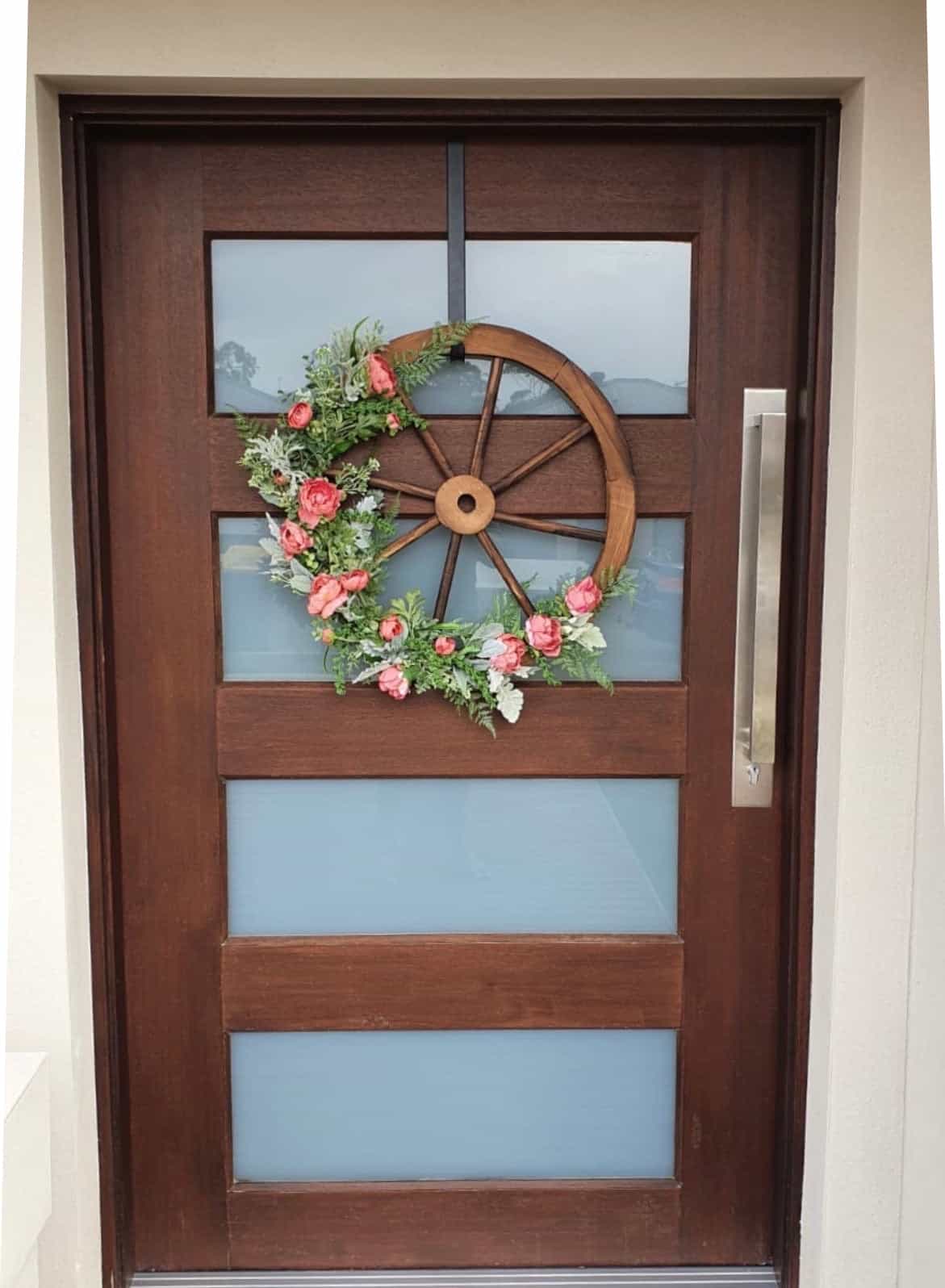 Floral Wooden Wagon Wheel-All-Times-Gifts