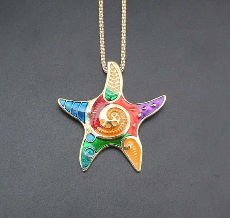 Gold Tone Colours Glaze Necklace-All-Times-Gifts