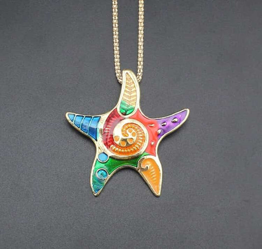 Gold Tone Colours Glaze Necklace-All-Times-Gifts