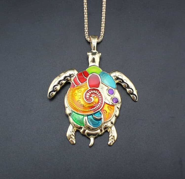 Gold Tone Colours Glaze Necklace-All-Times-Gifts