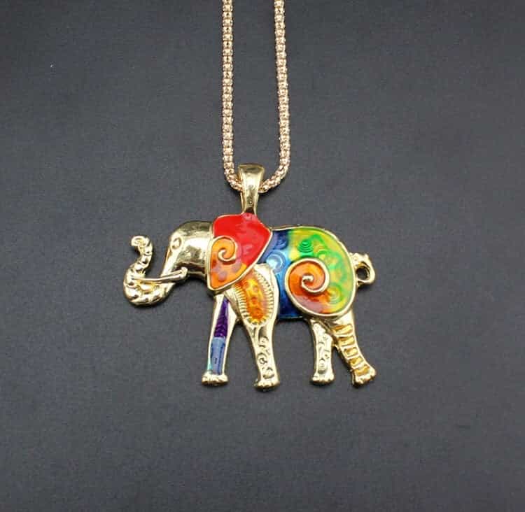 Gold Tone Colours Glaze Necklace-All-Times-Gifts