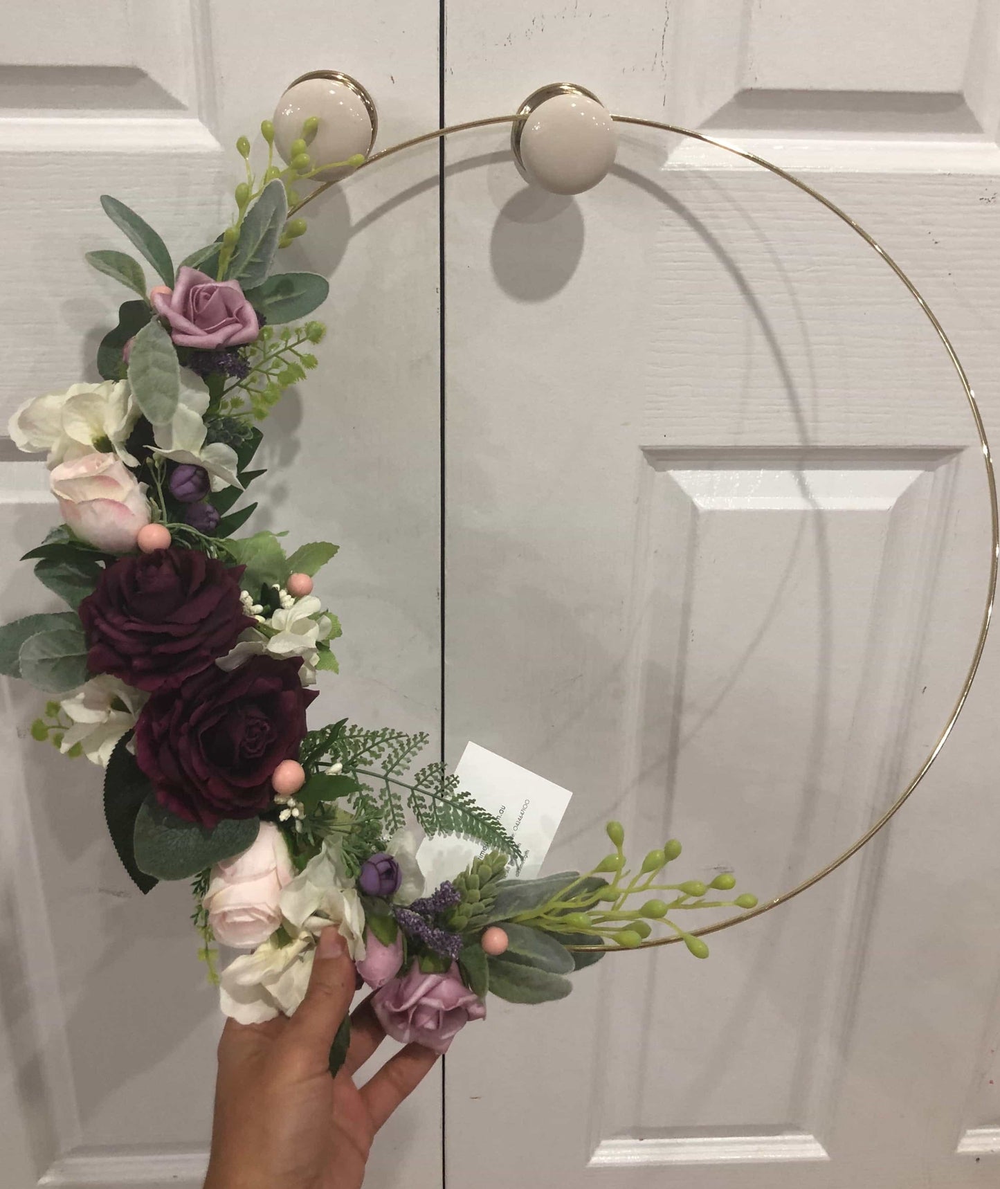 Floral Golden Hoop Wall Art custom made-Personalised Hoops-All-Times-Gifts