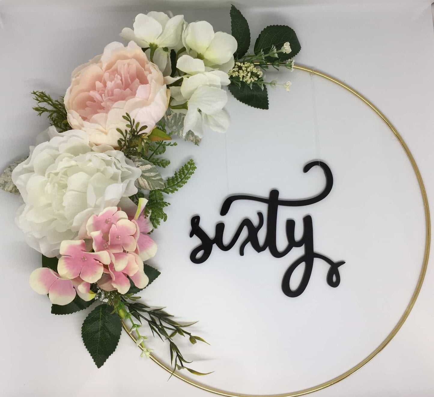 Floral Golden Hoop Wall Art custom made-Personalised Hoops-All-Times-Gifts