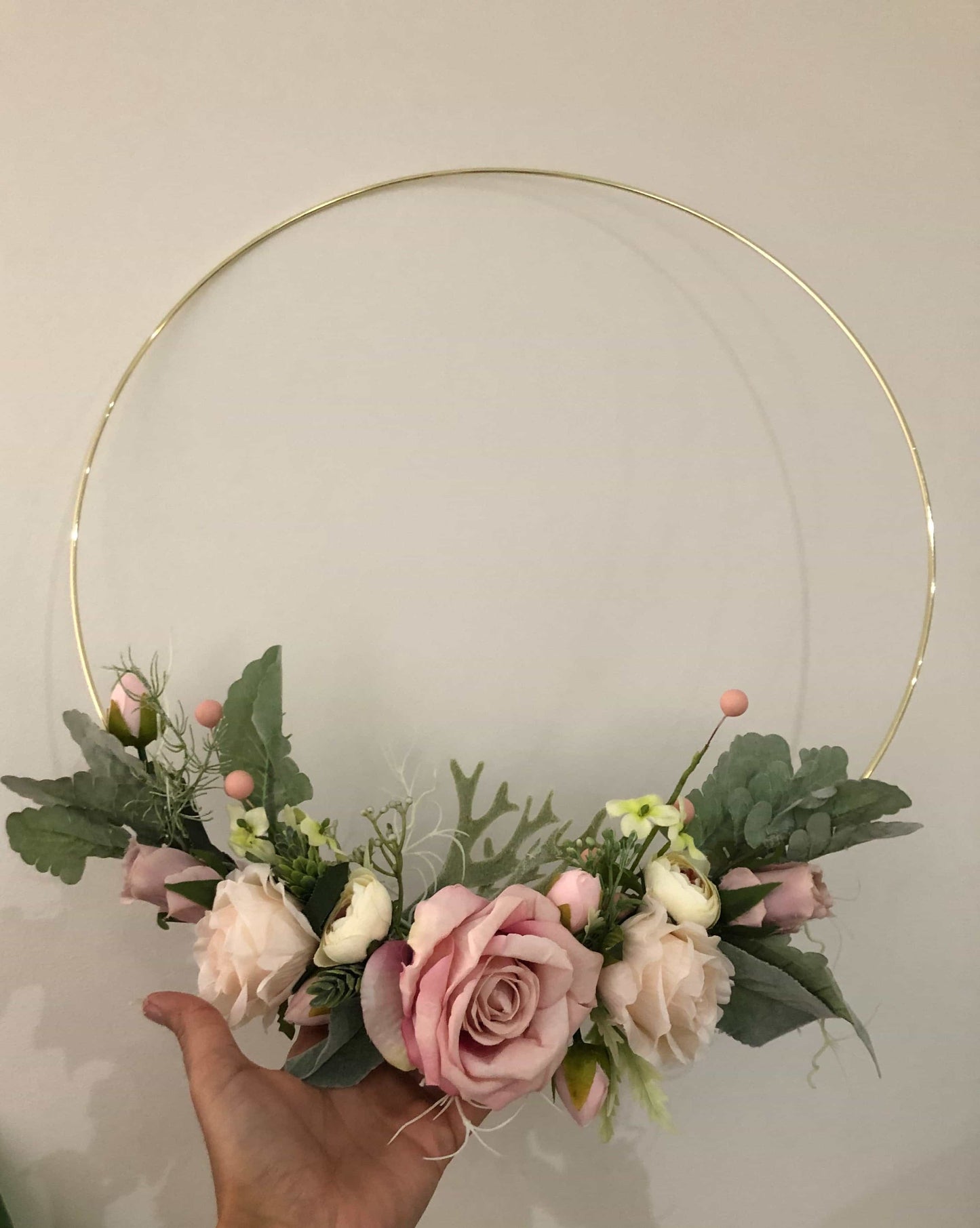 Floral Golden Hoop Wall Art custom made-Personalised Hoops-All-Times-Gifts