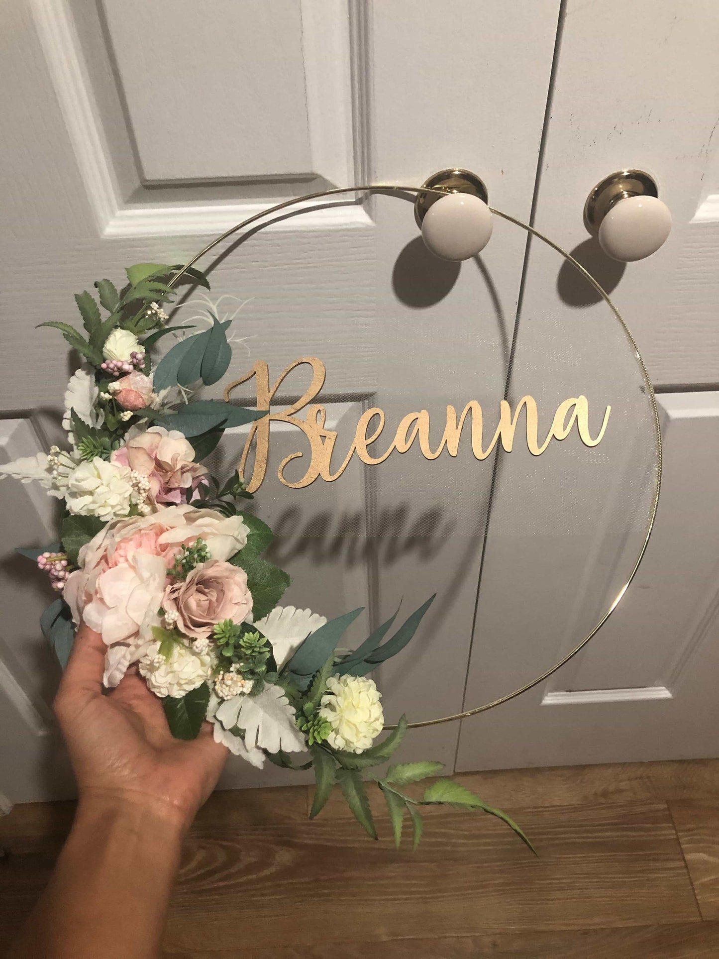 Floral Golden Hoop Wall Art custom made-Personalised Hoops-All-Times-Gifts