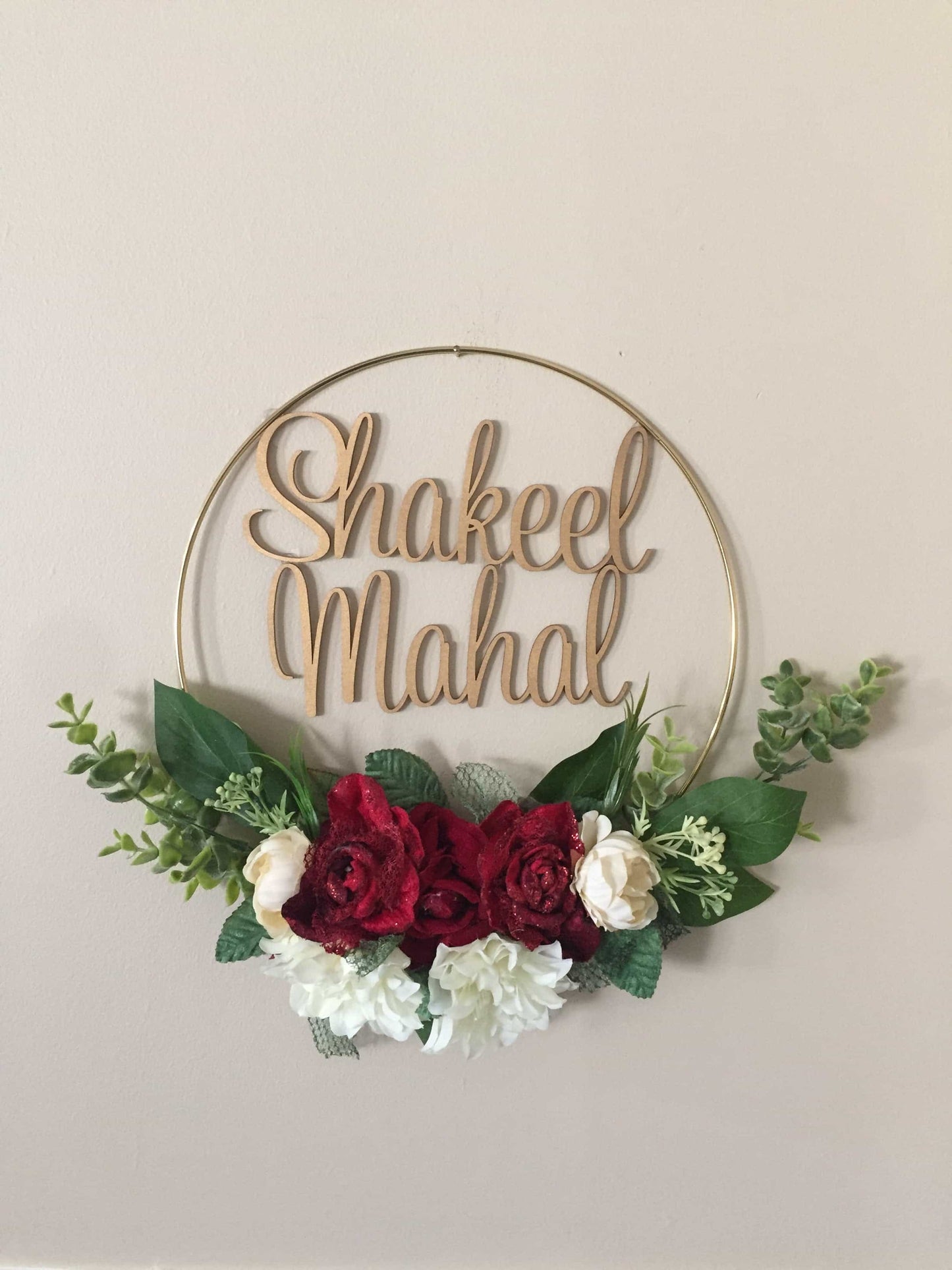 Floral Golden Hoop Wall Art custom made-Personalised Hoops-All-Times-Gifts