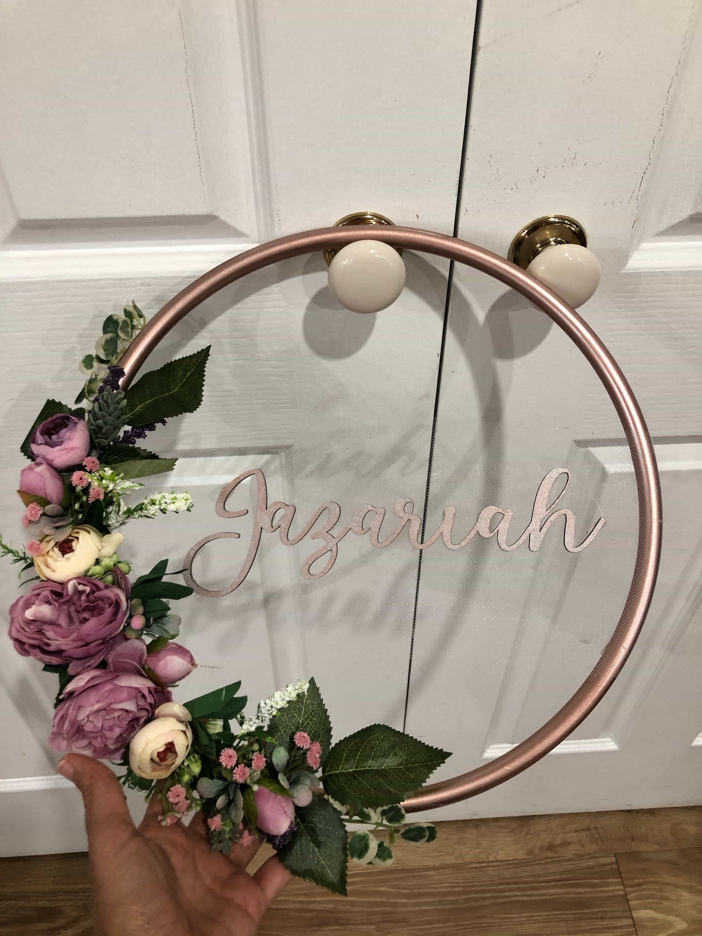 Floral Golden Hoop Wall Art custom made-Personalised Hoops-All-Times-Gifts