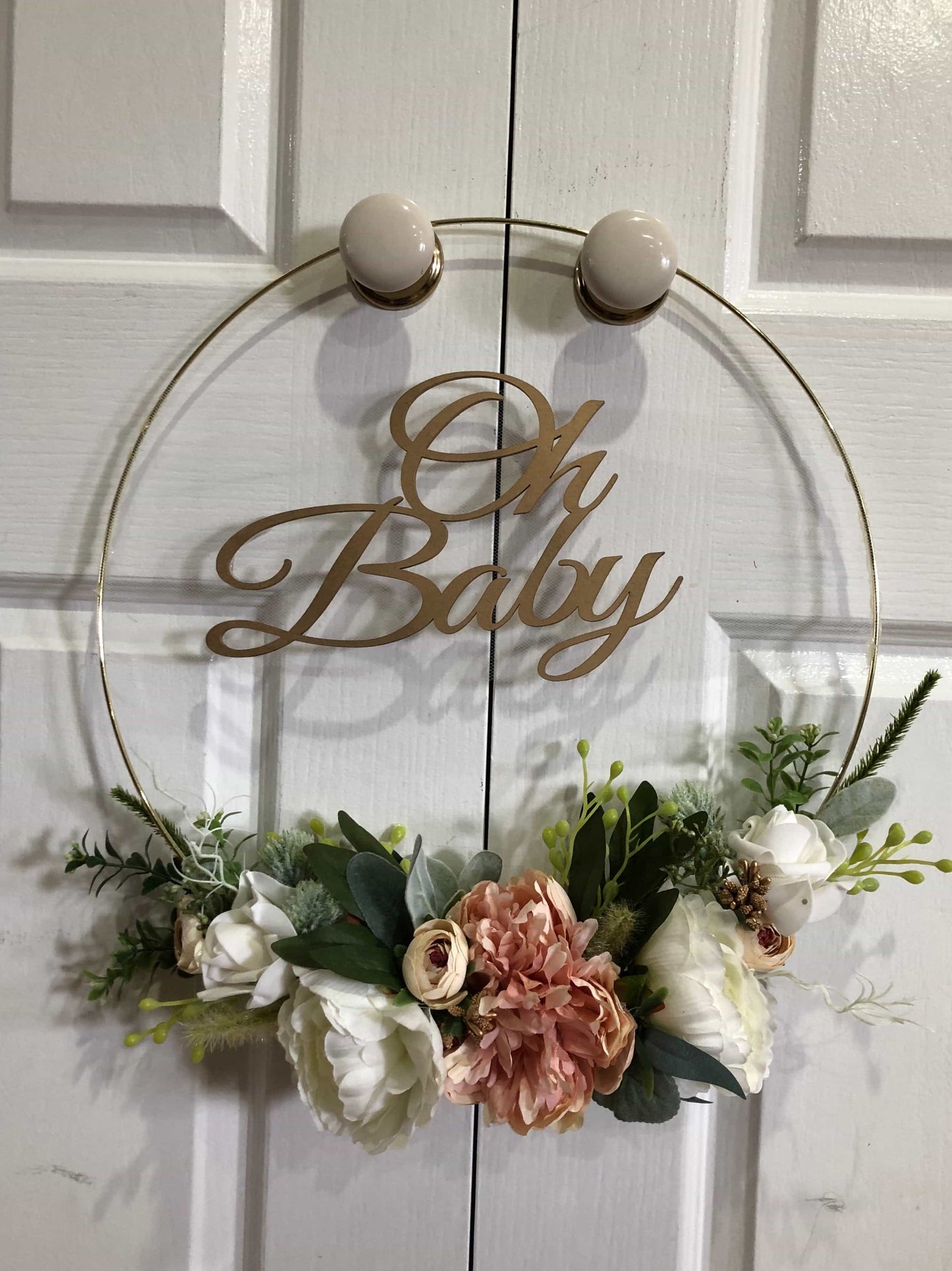 Floral Golden Hoop Wall Art custom made-Personalised Hoops-All-Times-Gifts