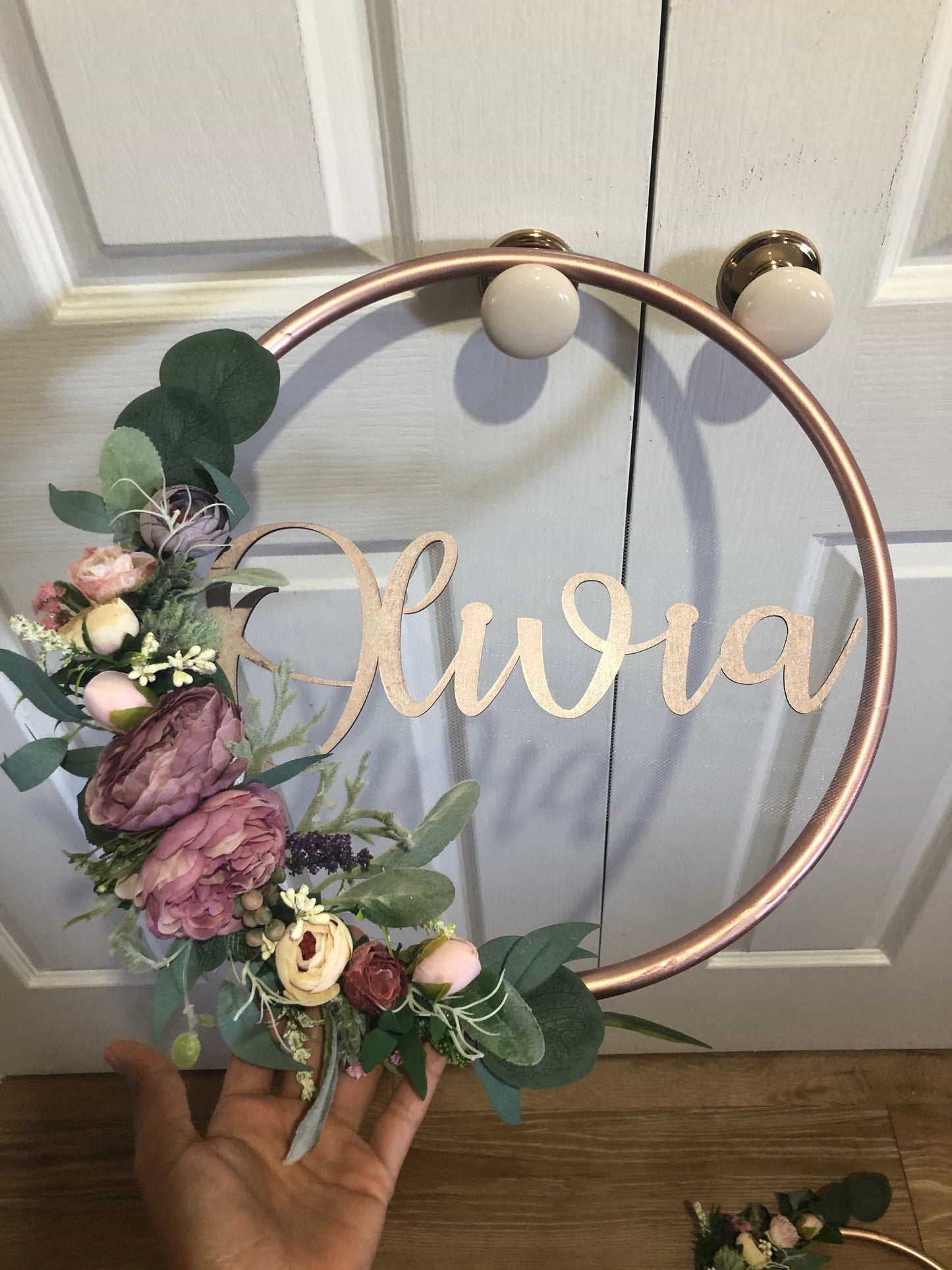 Floral Golden Hoop Wall Art custom made-Personalised Hoops-All-Times-Gifts