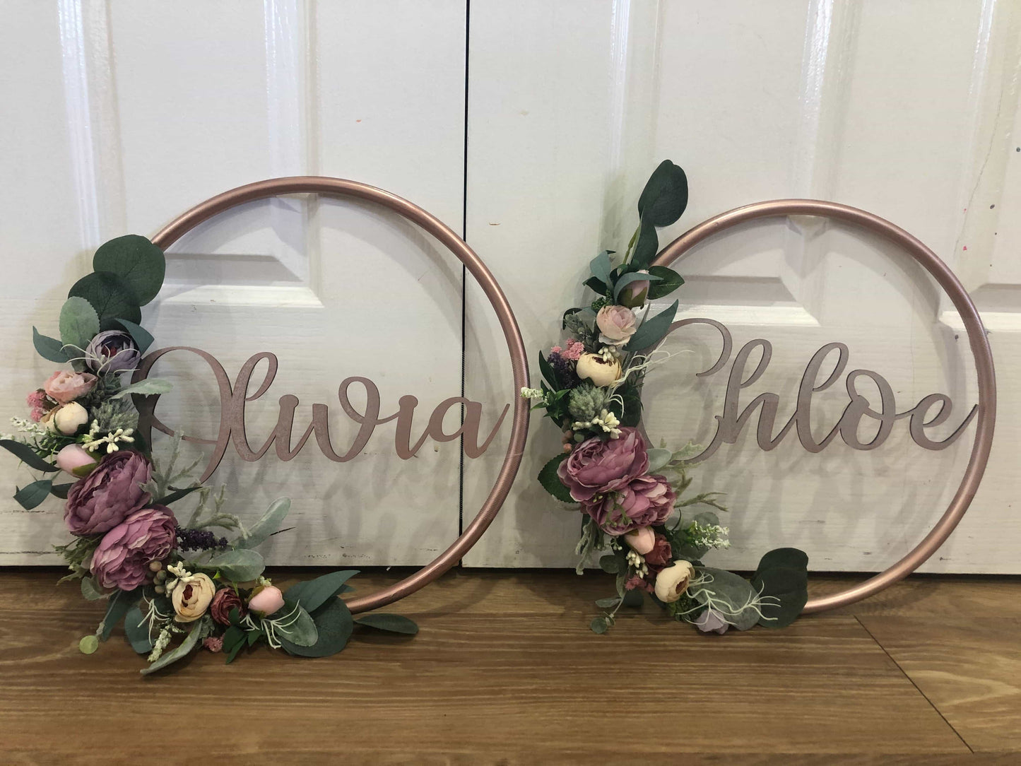 Floral Golden Hoop Wall Art custom made-Personalised Hoops-All-Times-Gifts