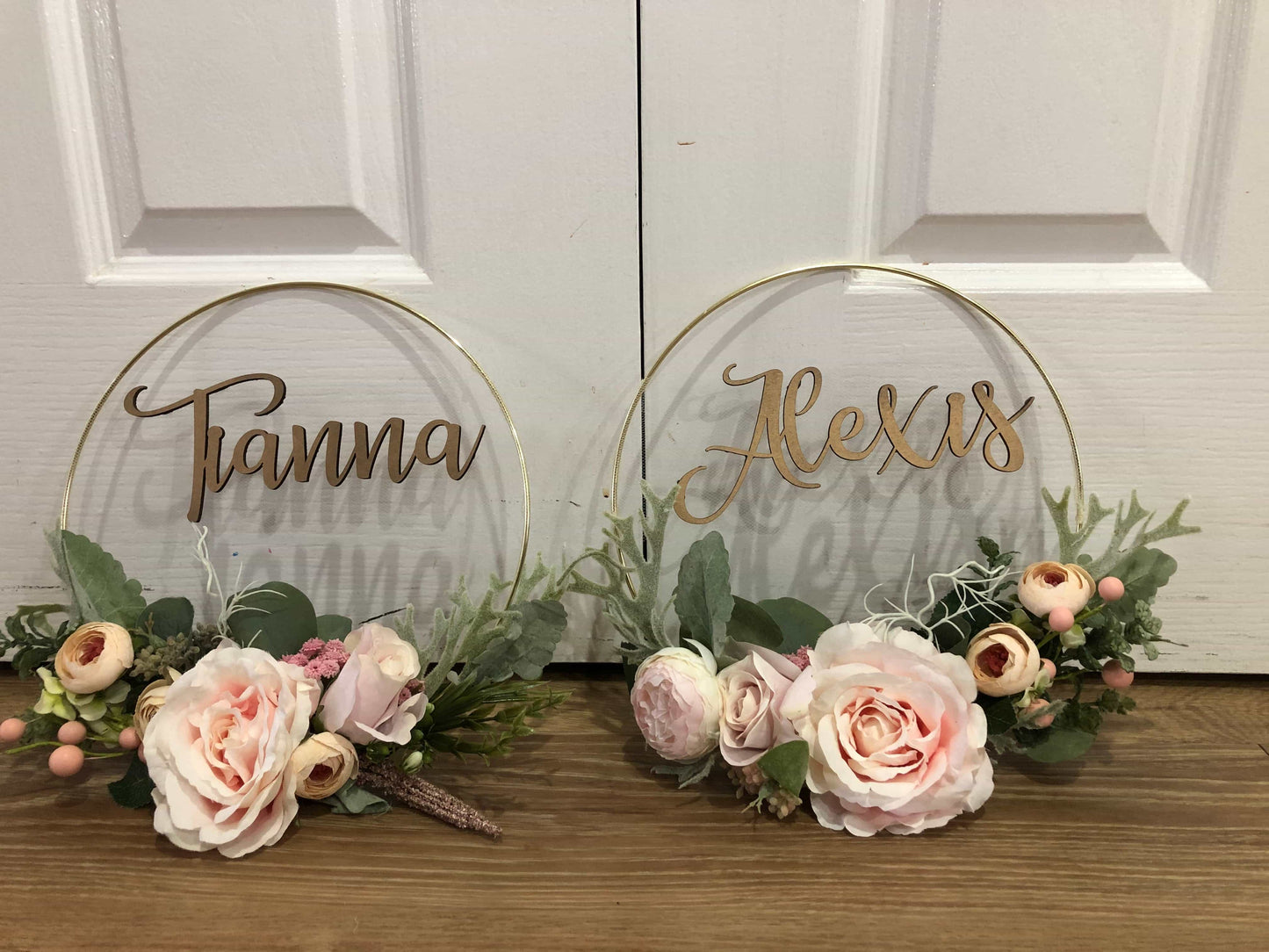 Floral Golden Hoop Wall Art custom made-Personalised Hoops-All-Times-Gifts