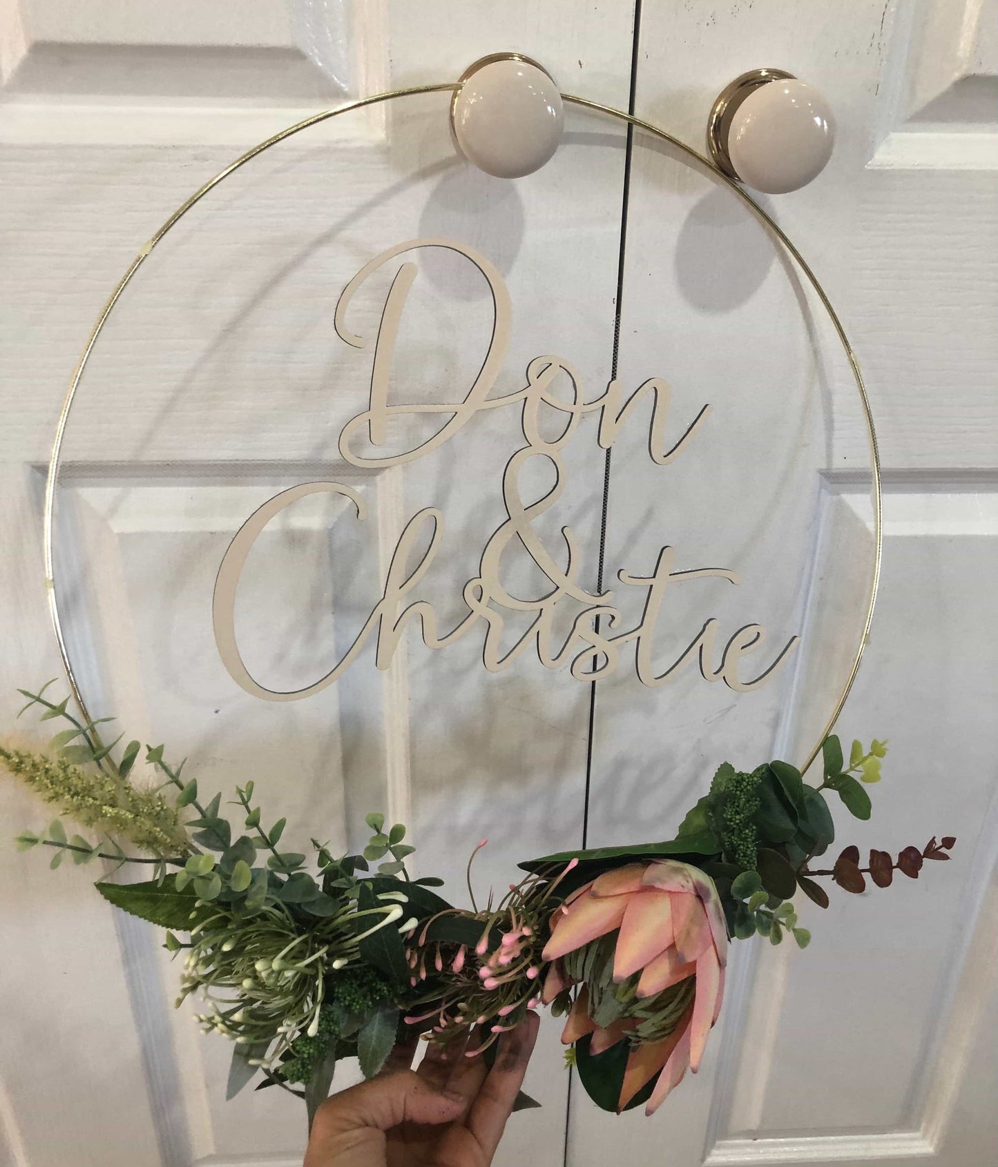 Floral Golden Hoop Wall Art custom made-Personalised Hoops-All-Times-Gifts