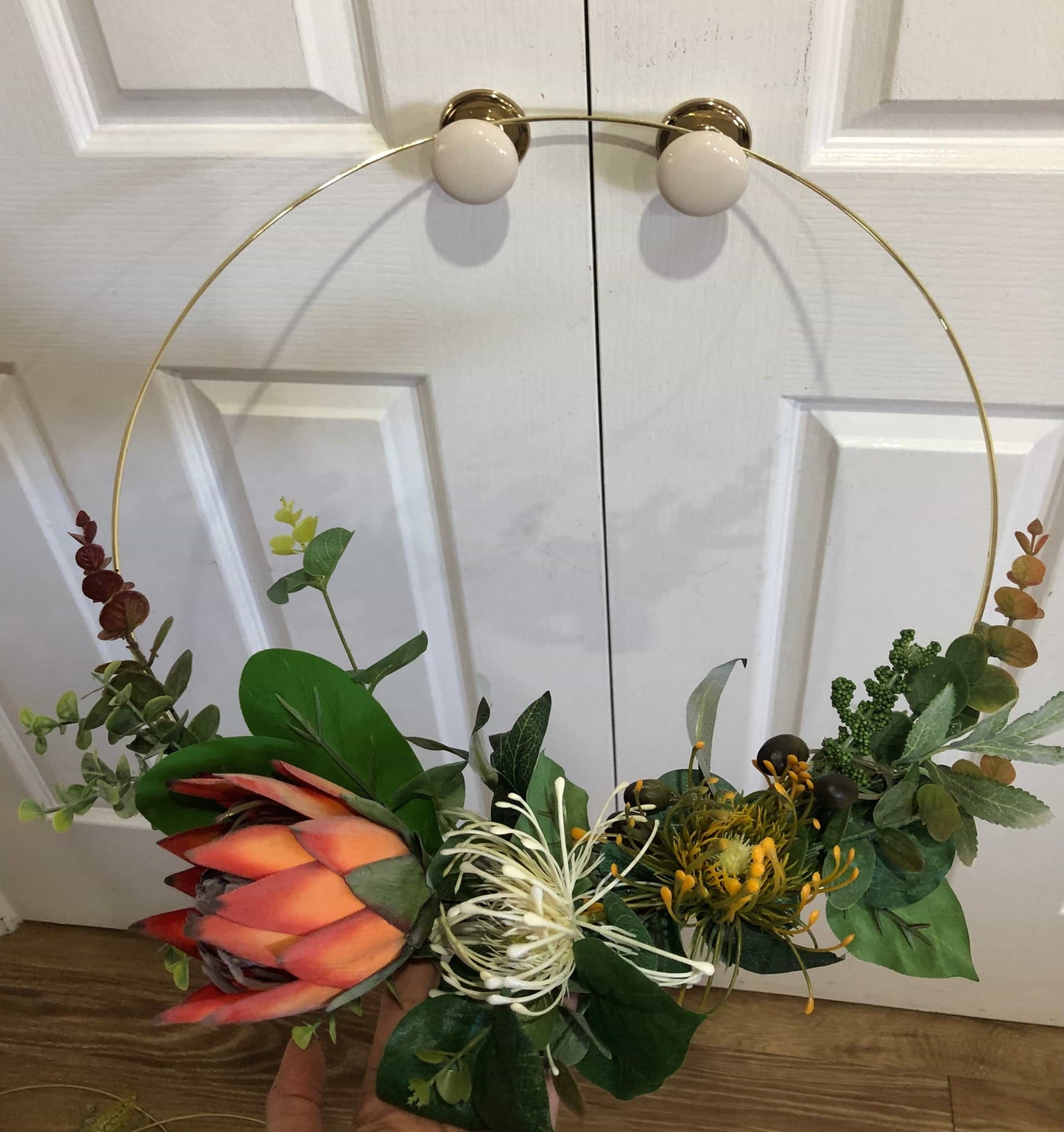 Floral Golden Hoop Wall Art custom made-Personalised Hoops-All-Times-Gifts