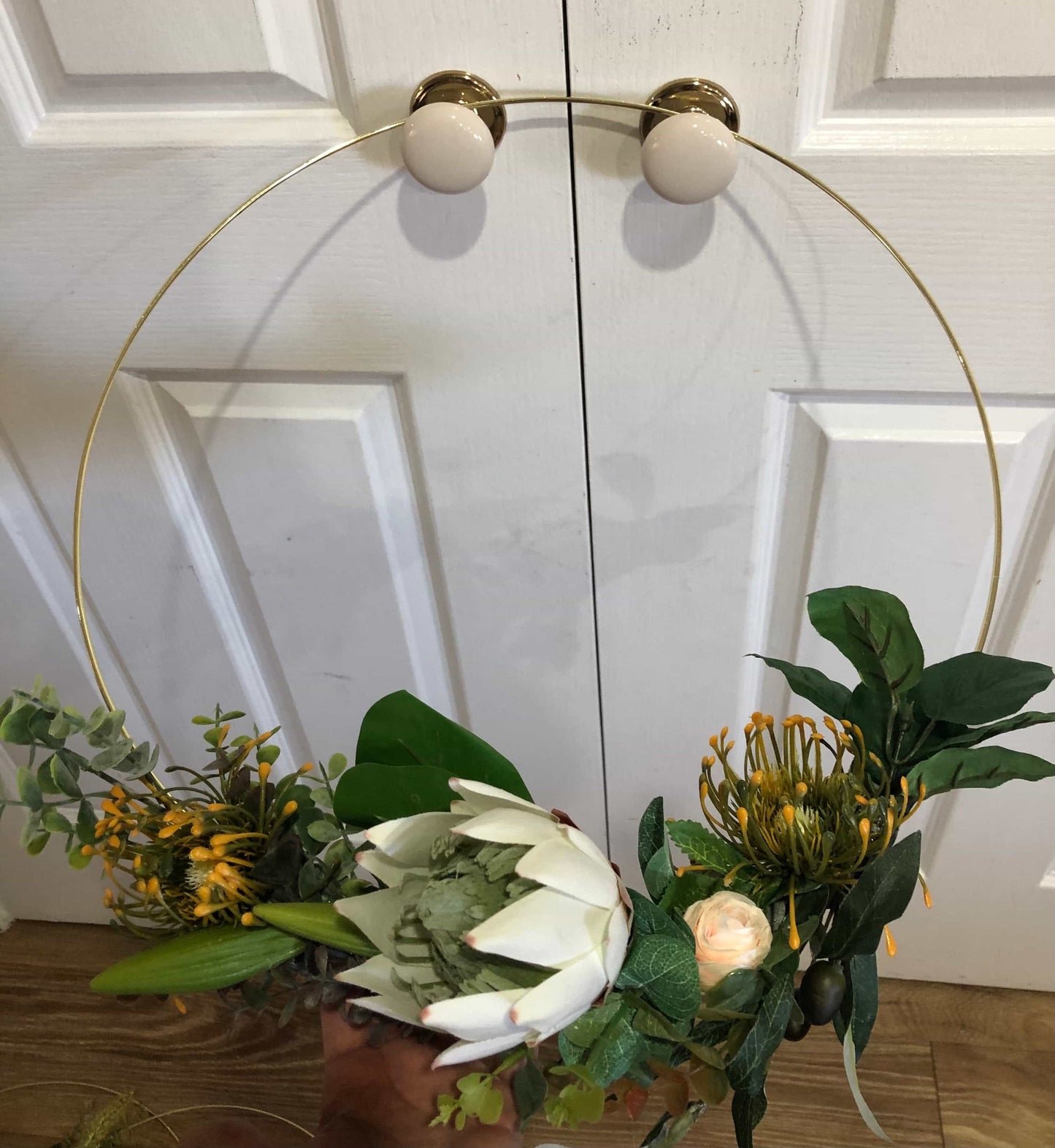 Floral Golden Hoop Wall Art custom made-Personalised Hoops-All-Times-Gifts