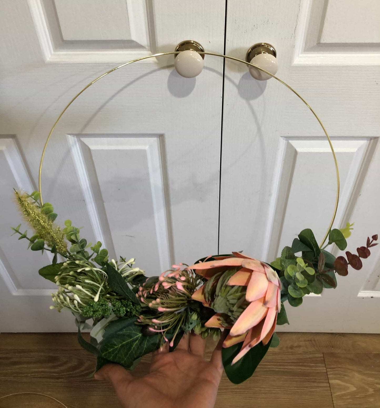 Floral Golden Hoop Wall Art custom made-Personalised Hoops-All-Times-Gifts