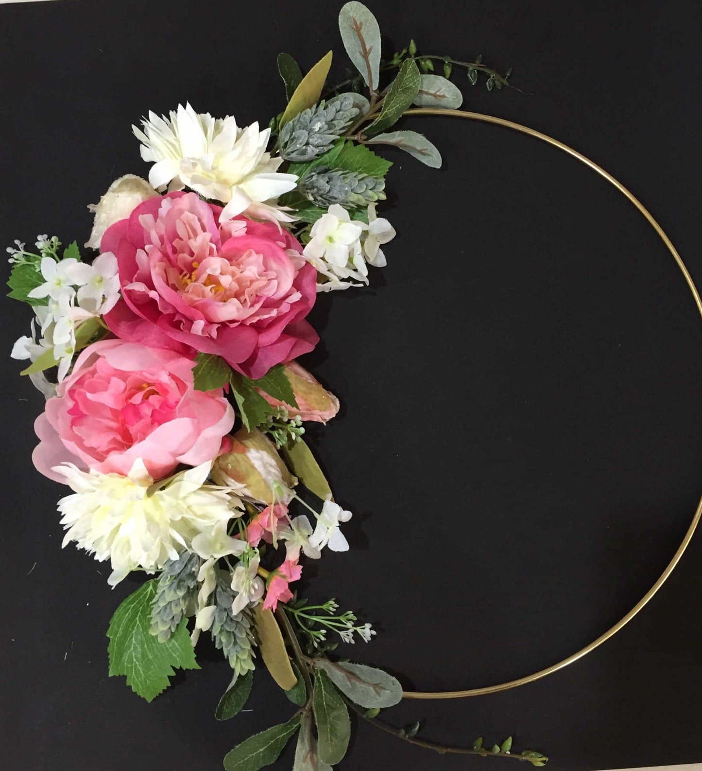 Floral Golden Hoop Wall Art custom made-Personalised Hoops-All-Times-Gifts