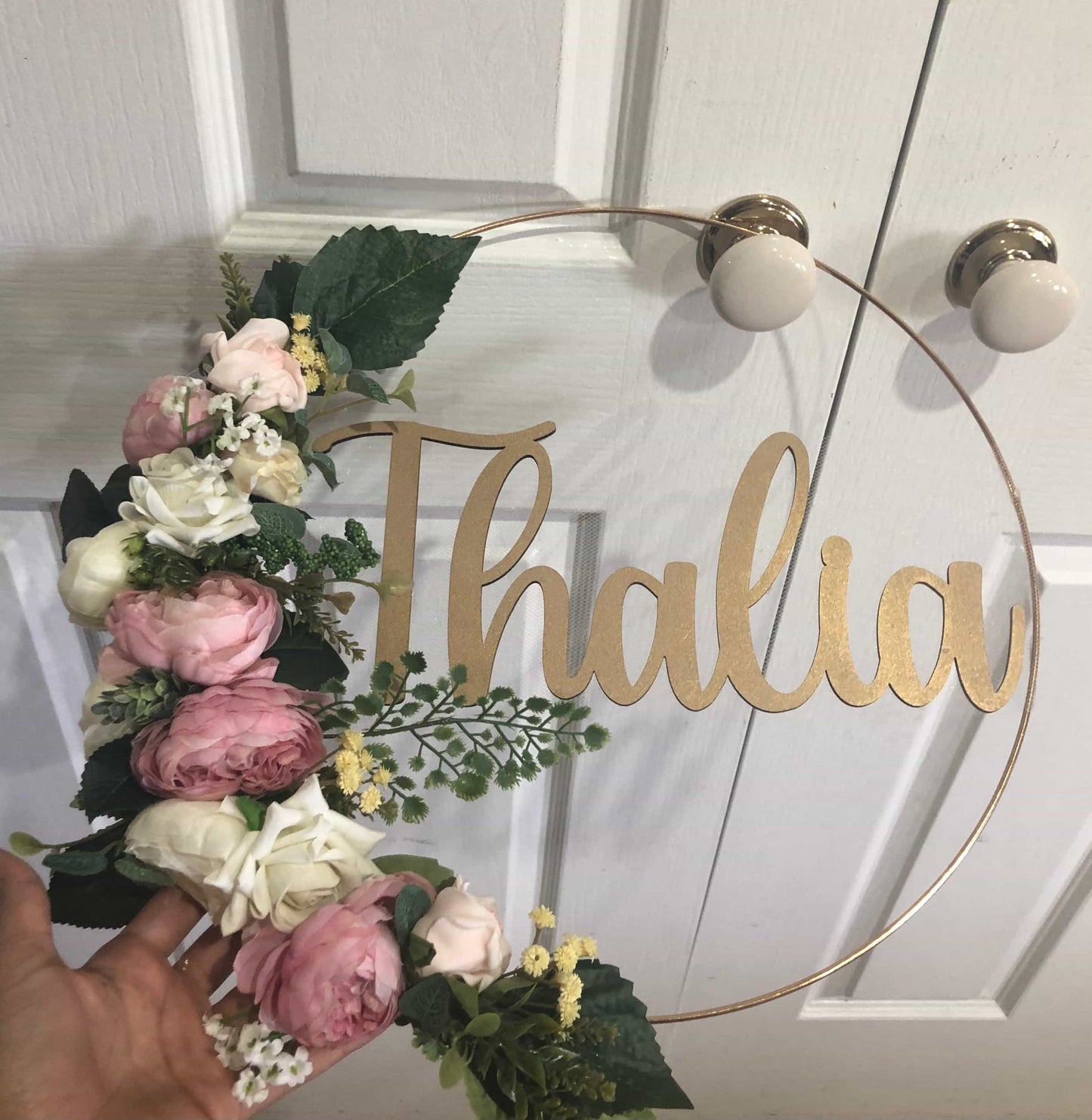 Floral Golden Hoop Wall Art custom made-Personalised Hoops-All-Times-Gifts