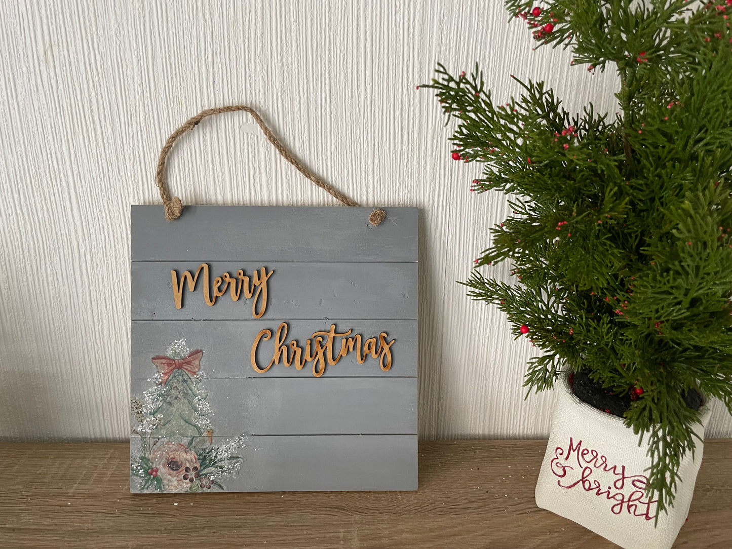 Merry Christmas Wooden Plaque