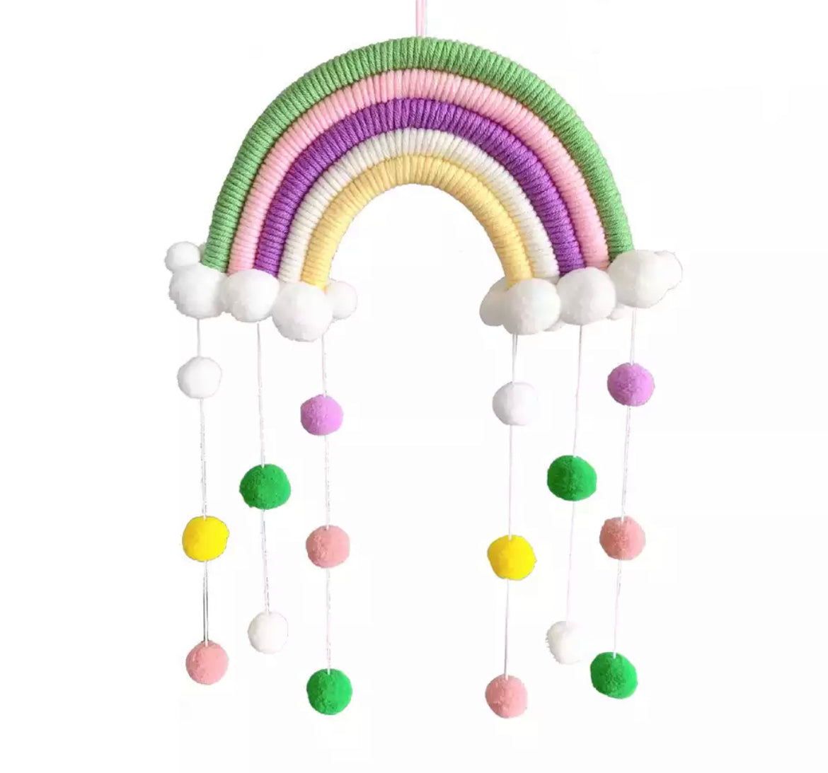 Hand-Woven Rainbow Wall Hanging Art