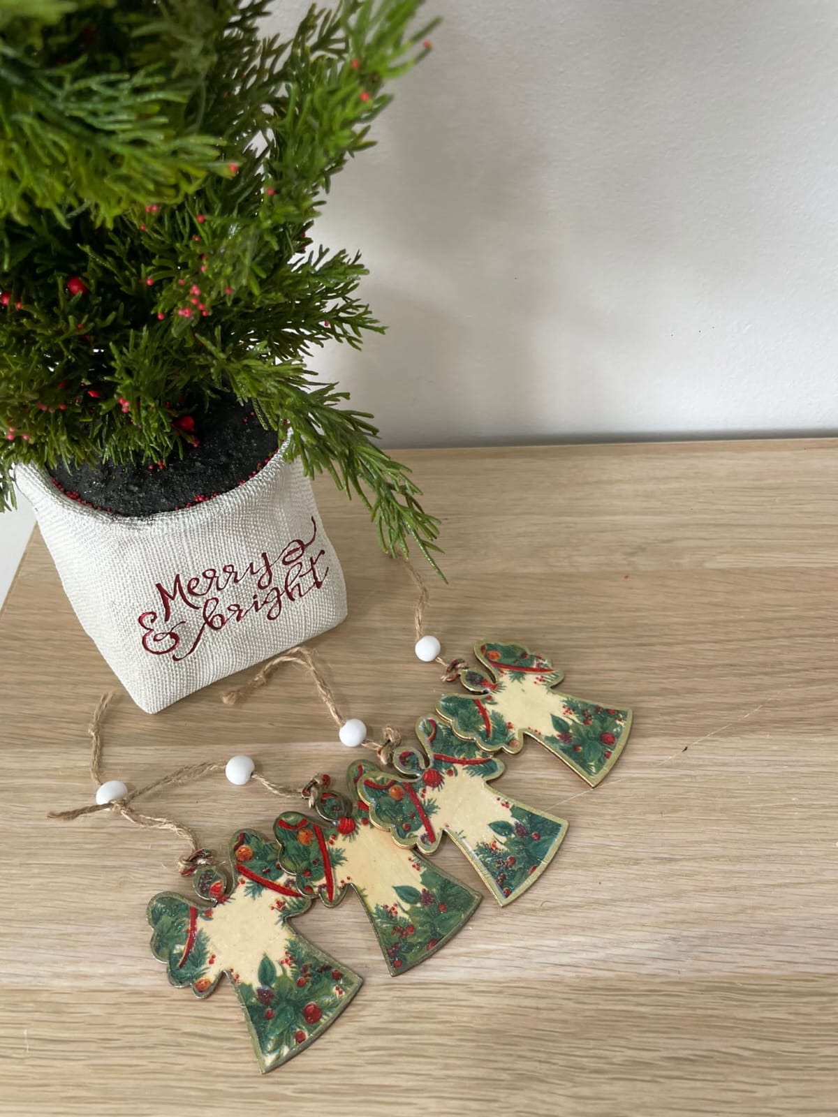 4pcs set wooden Angel ornaments
