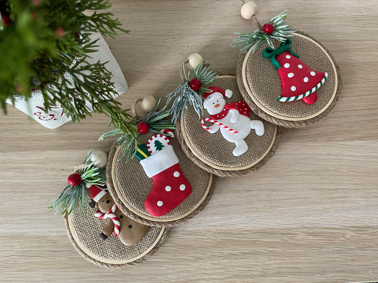 4pcs set Christmas Wooden Ornament