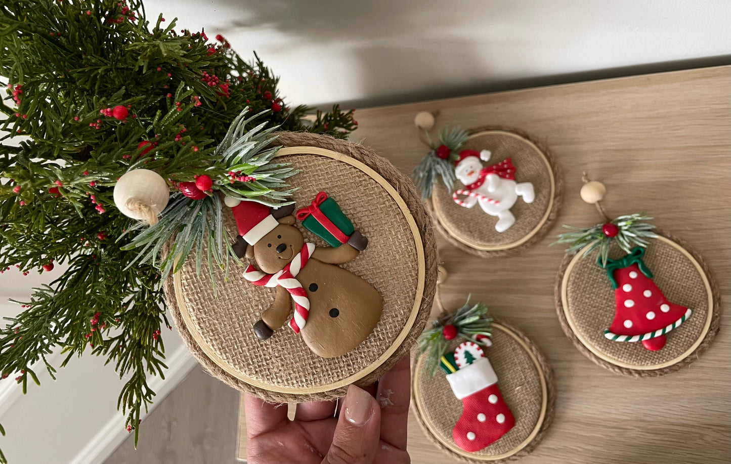 4pcs set Christmas Wooden Ornament