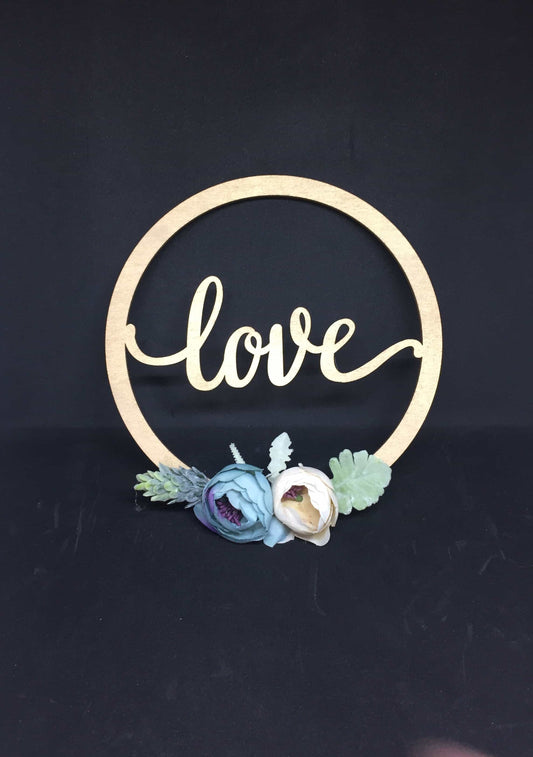 Mini Golden Wooden Floral Hoop with Script-Personalised Hoops-All-Times-Gifts