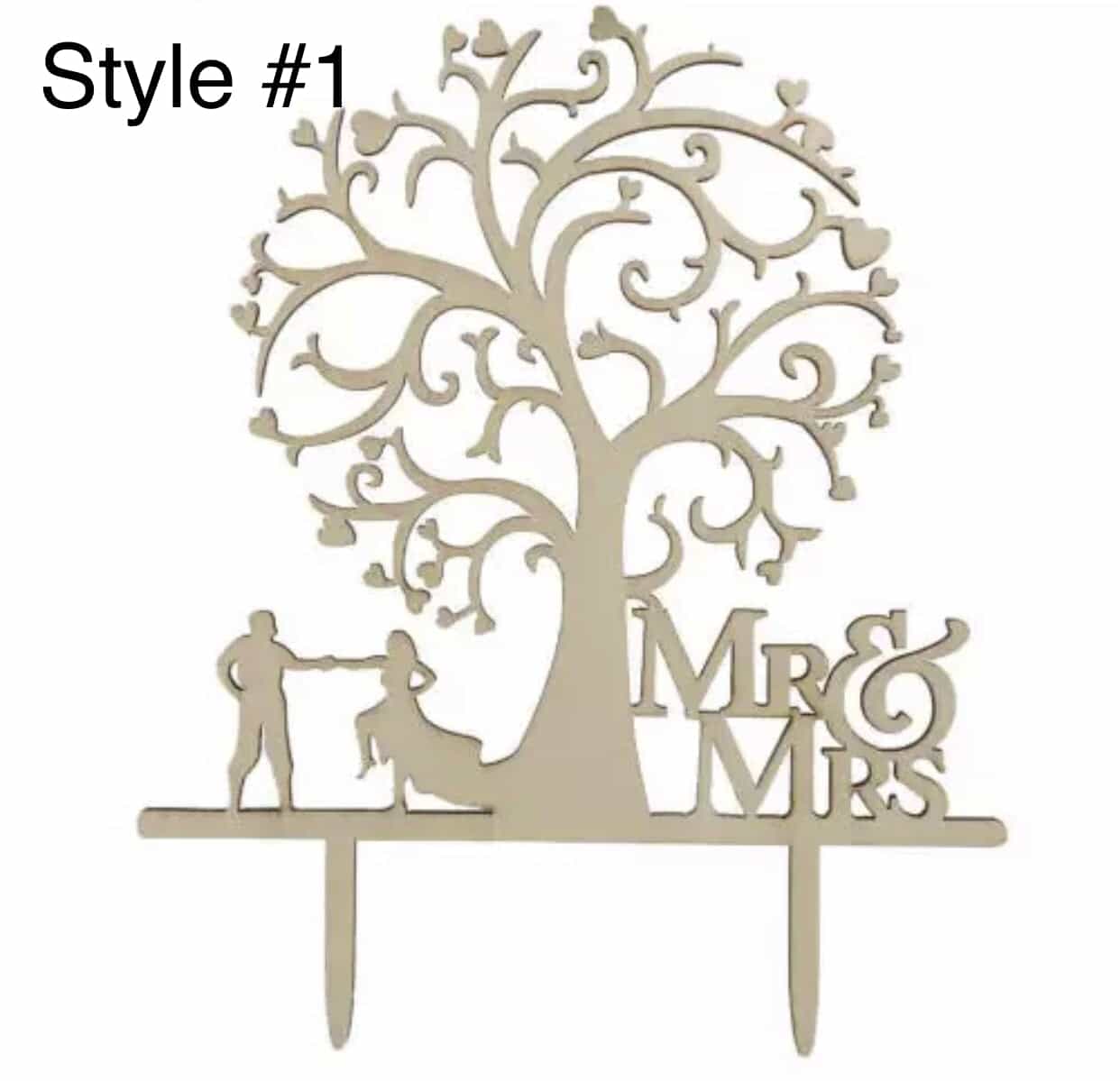 Mr and Mrs Tree Wooden Cake Topper-Cake Topper-All-Times-Gifts