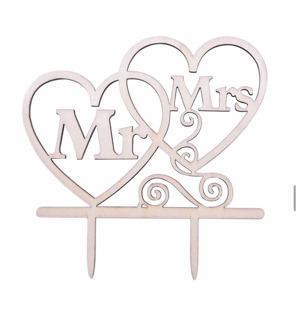 Mr&Mrs Two Hearts Cake Topper-Cake Topper-All-Times-Gifts