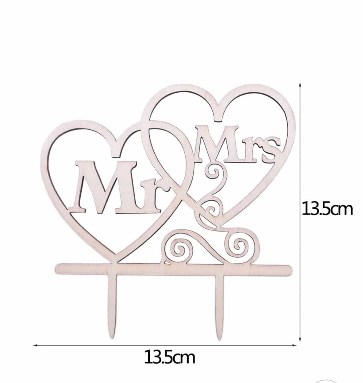 Mr&Mrs Two Hearts Cake Topper-Cake Topper-All-Times-Gifts