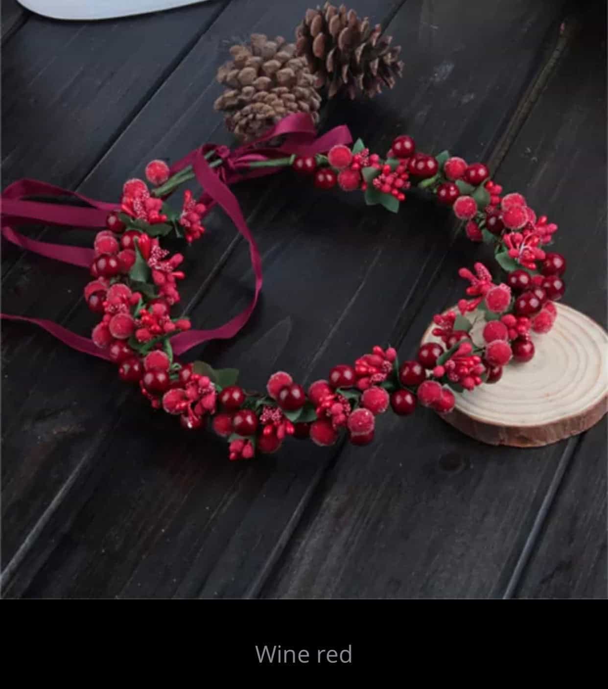 Pearl and Berry White or Red Flower Hair Crown-All-Times-Gifts