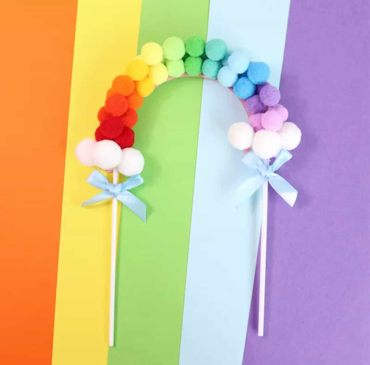 Rainbow Pom-poms Cake Topper-Cake Topper-All-Times-Gifts