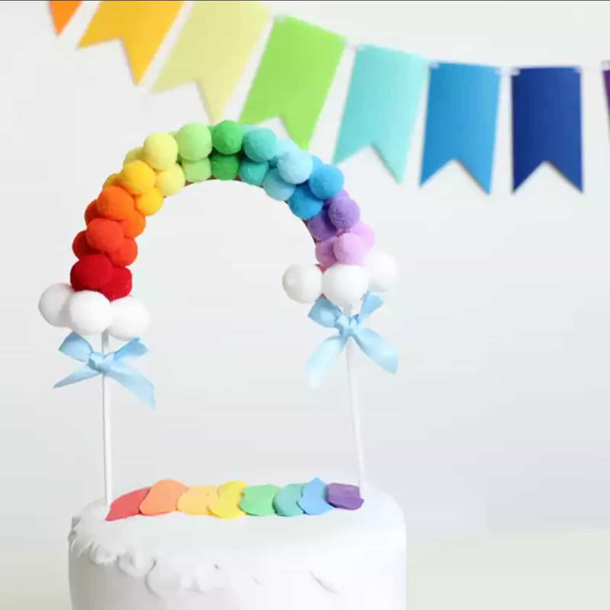 Rainbow Pom-poms Cake Topper-Cake Topper-All-Times-Gifts
