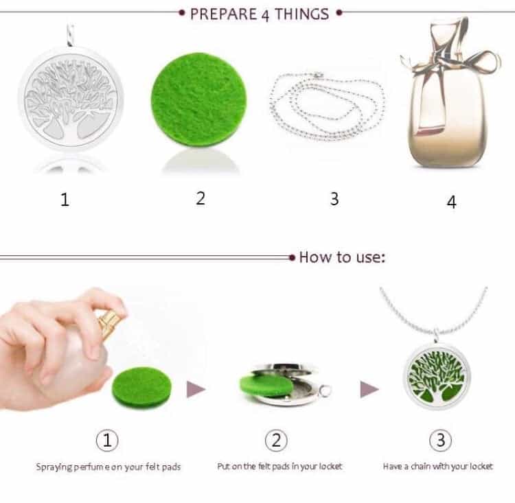 Tree of Life necklace diffuser locket with pads for Essential Oils Or Perfume-Jewellery-All-Times-Gifts