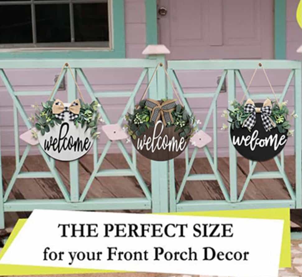 Welcome Wreath Wooden Sign-All-Times-Gifts