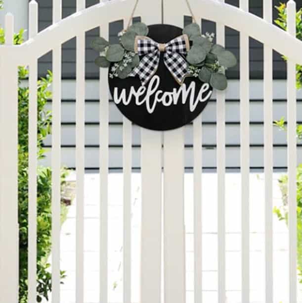Welcome Wreath Wooden Sign-All-Times-Gifts